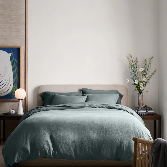 NWT Quince European Linen Duvet Cover Full/Queen - Ocean - Picture 4 of 9